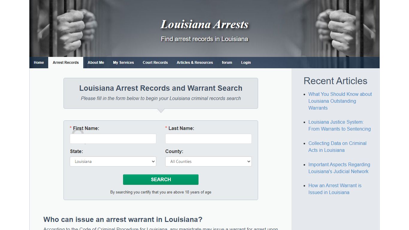 Louisiana Arrest Records and Warrants Search - Louisiana Arrests